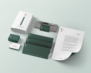 Free Modern Branding Stationery Scene Mockup PSD