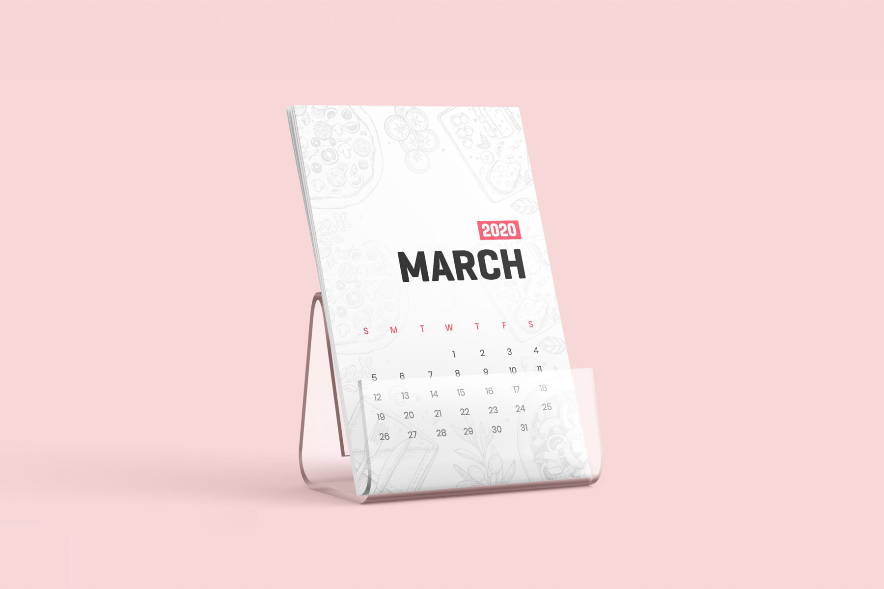 Free Desk Calendar / Flyer with Acrylic Stand Mockup PsFiles