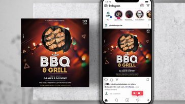 BBQ & Grill Event Free Instagram Banner Template PSD