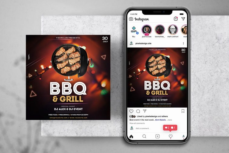 BBQ & Grill Event Free Instagram Banner Template PSD