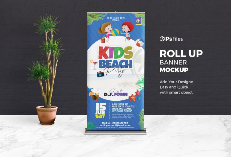 Best Roll-Up Banner Standee Mockup PSD for FREE