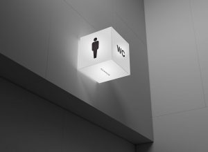 Free Acrylic Cube Lightbox Mockup PSD