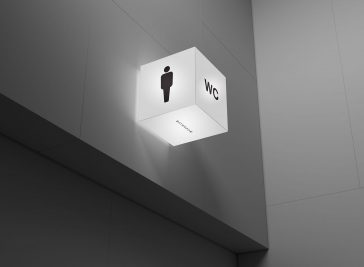 Free Acrylic Cube Lightbox Mockup PSD