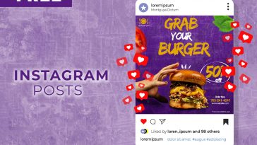 Free Burger Menu Instagram Post PSD Template