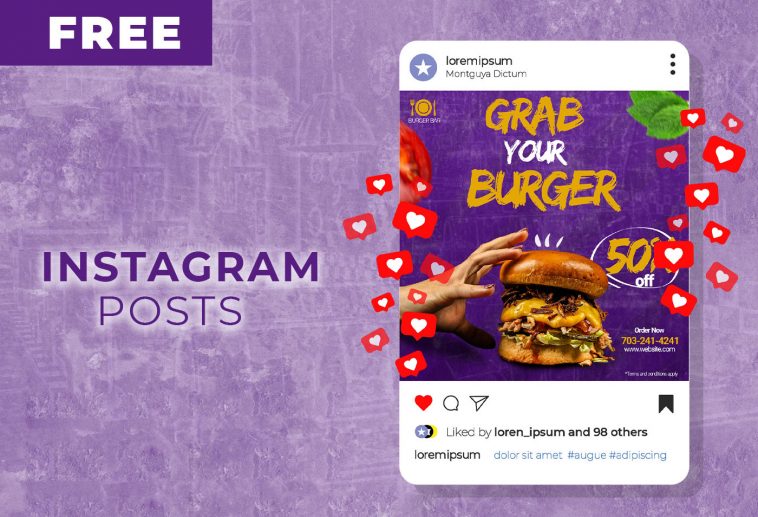 Free Burger Menu Instagram Post PSD Template