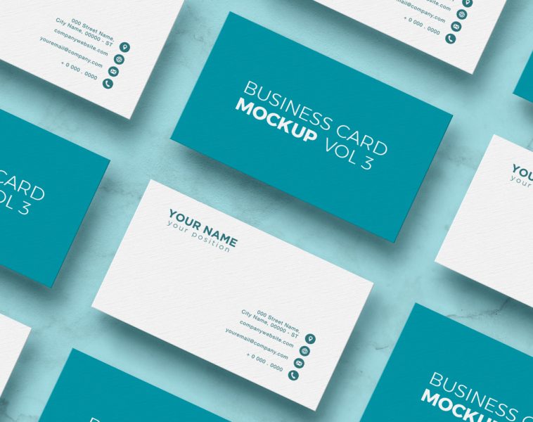 Free Laid Out Grid Business Card Mockup PSD