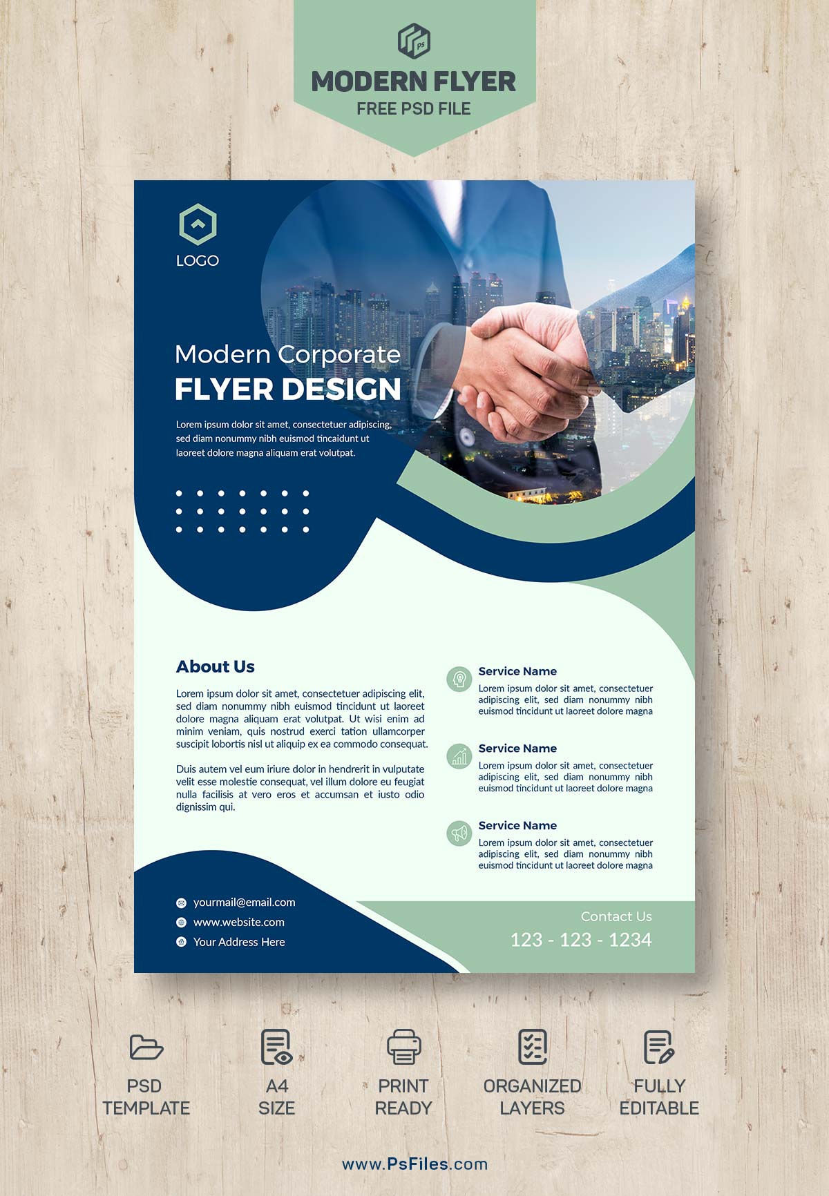 Free Modern Corporate Business Flyer Design PSD Template