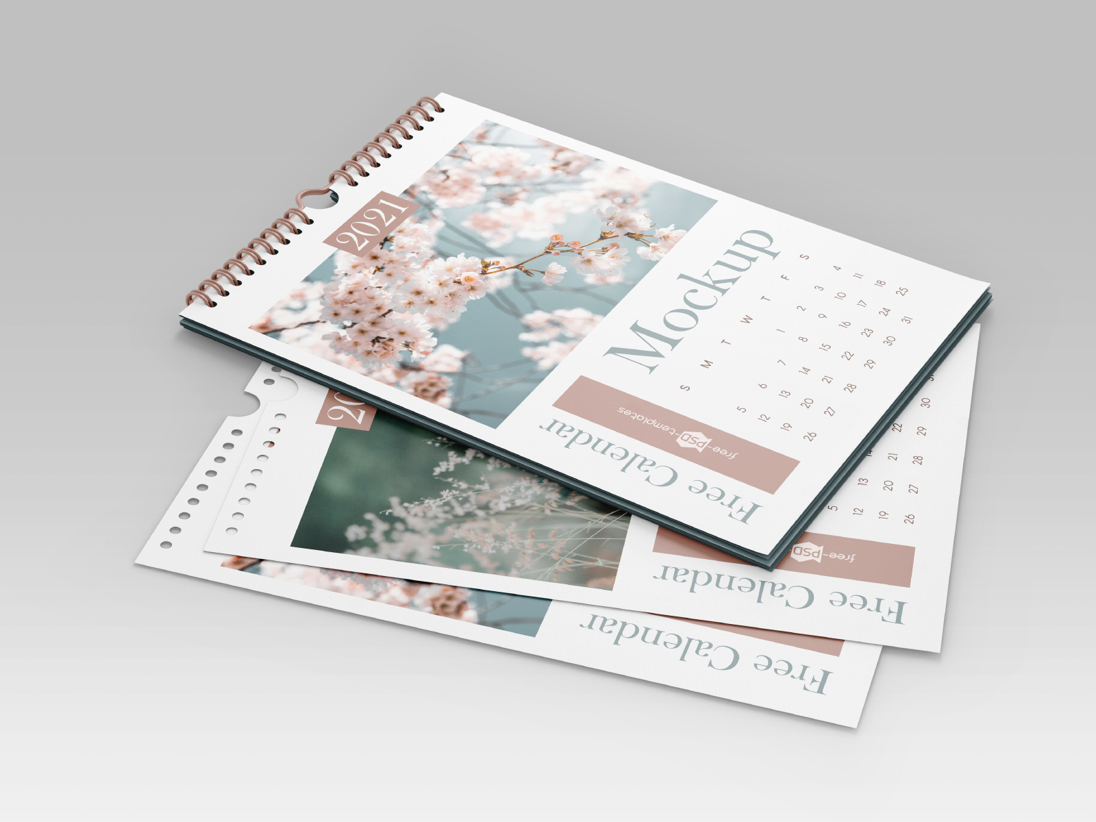 Free Portrait Wall Calendar Mockups PSD set