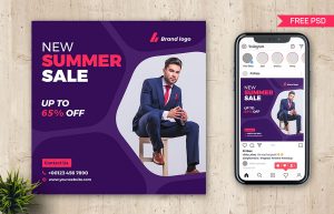 Free Summer Sale Social Post PSD Template