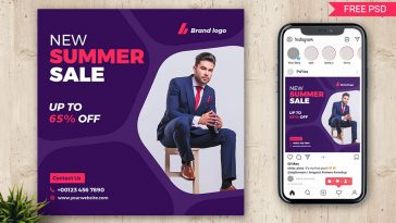 Free Summer Sale Social Post PSD Template