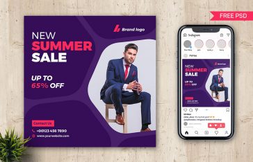 Free Summer Sale Social Post PSD Template