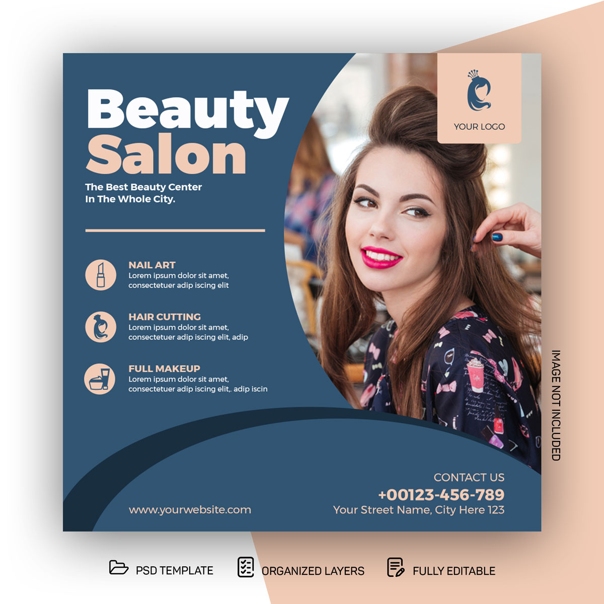 Free Beauty Parlour Salon Social Media Ad Post PSD Template