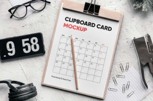 Free Clipboard Card Mockup PSD