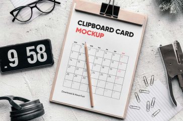 Free Clipboard Card Mockup PSD