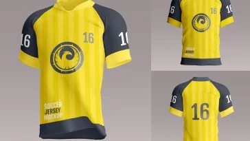 3 Free Half Sleeves Soccer Jersey Mockup PSD Set