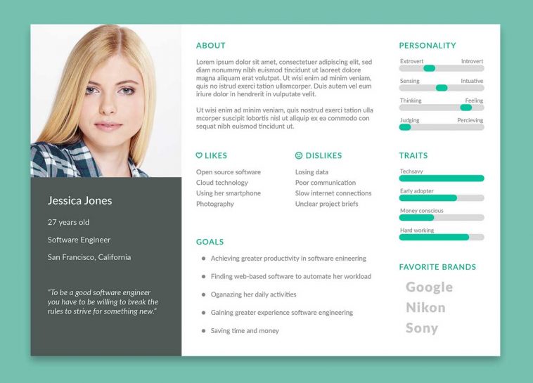 Free Designer User Persona Template PSD