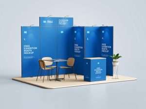 Free Exhibition Display Booth Mockup PSD Set