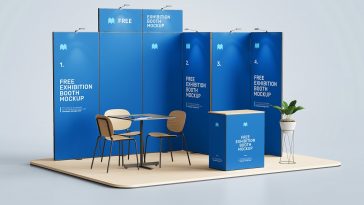 Free Exhibition Display Booth Mockup PSD Set