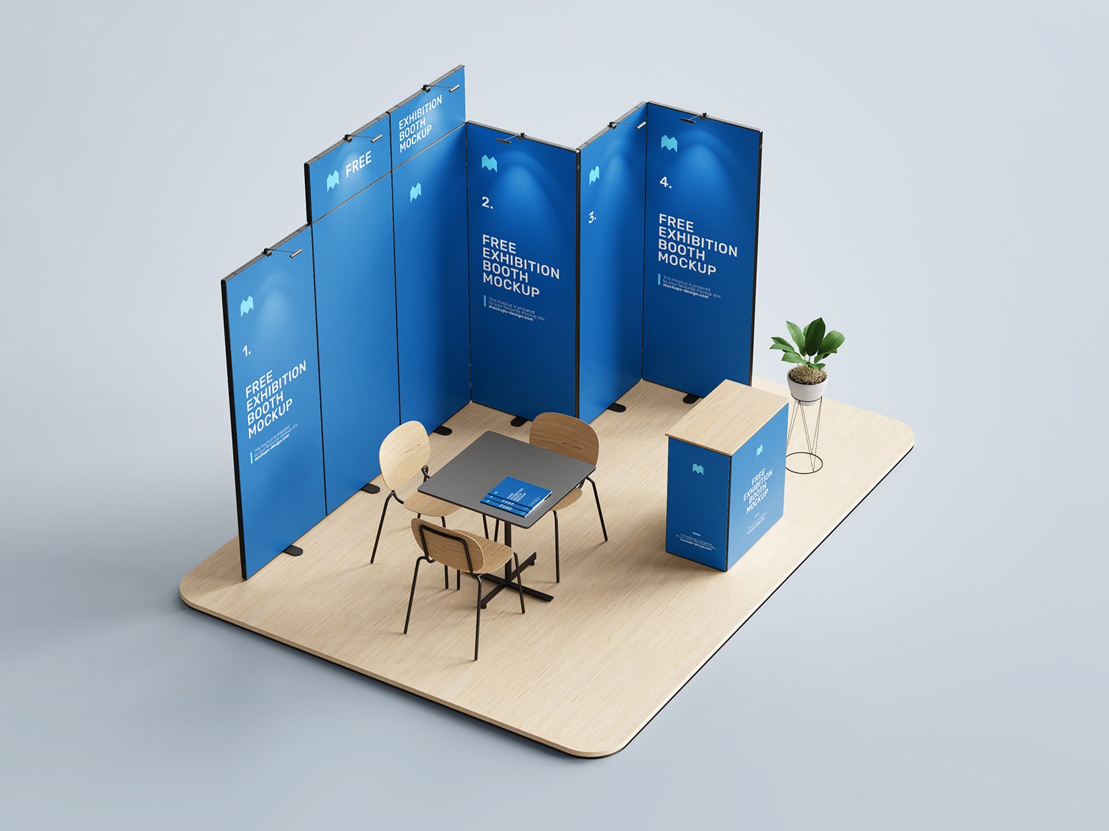 Free Exhibition Display Booth Mockup PSD Set