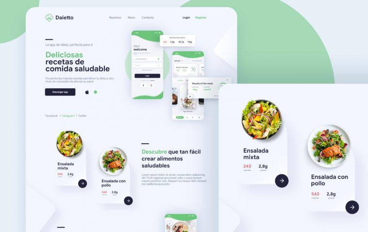 Free Healthy Food Landing Page Adobe XD