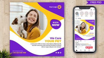 Free Pets Care Center Instagram Post Design PSD Template