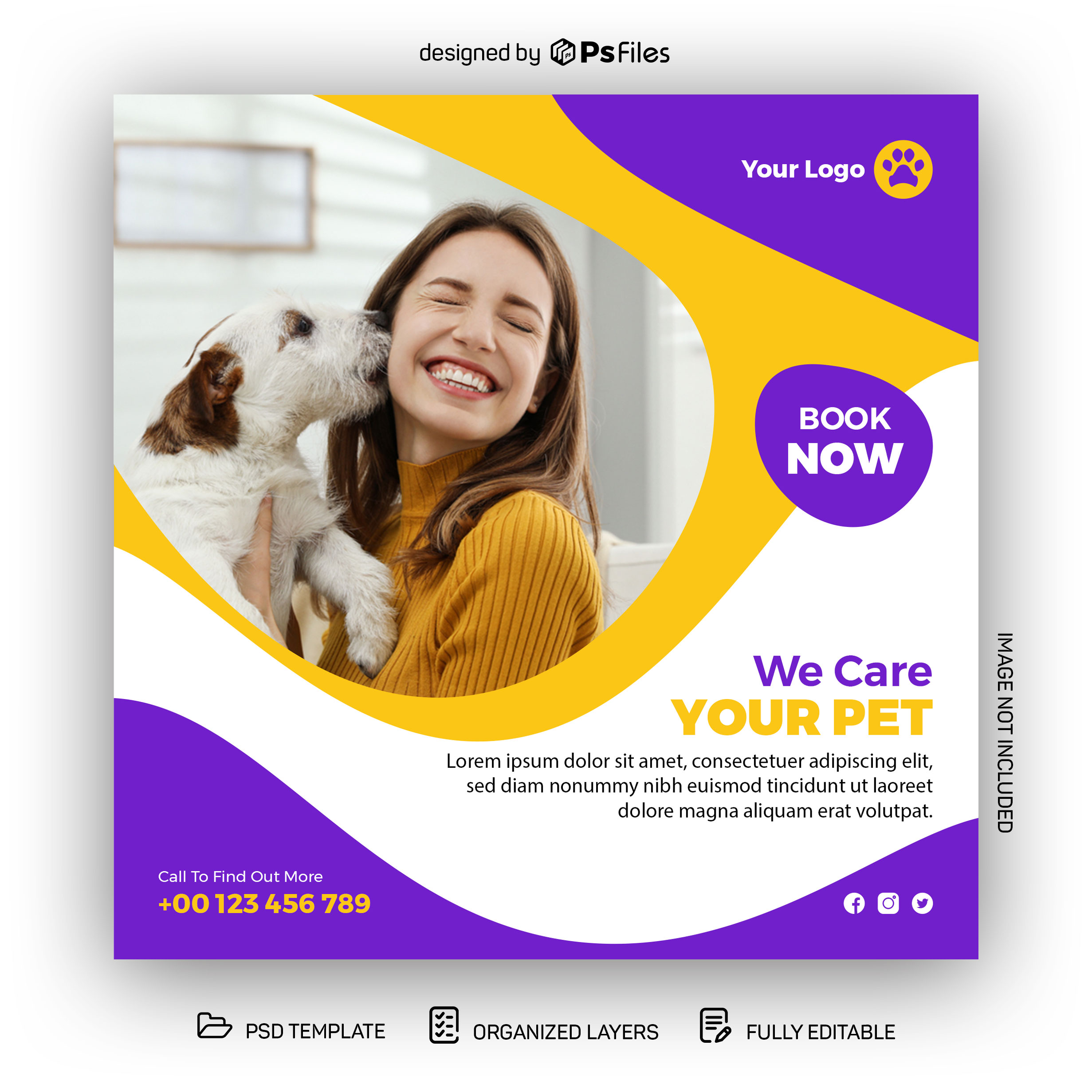 Free Pets Care Center Instagram Post Design PSD Template