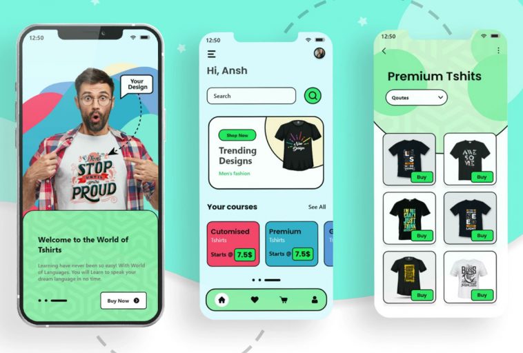 Free T-Shirt Printing App Template (Adobe XD)