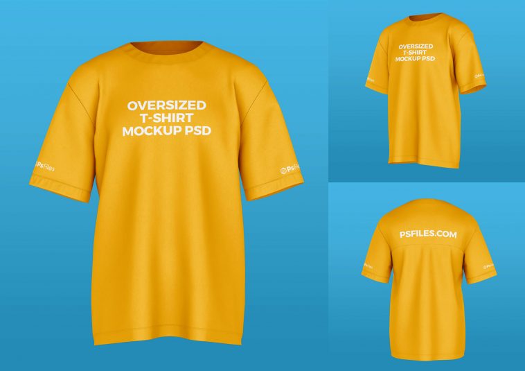 Free Oversized T-Shirt Mockup PSD set
