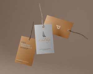 Free Floating Label Tags Mockup PSD