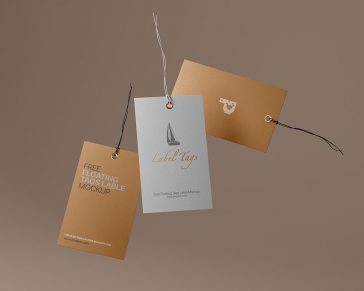 Free Floating Label Tags Mockup PSD