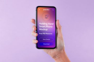 Free Hand Holding Smartphone Mockup PSD