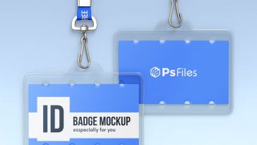 Free ID Card Holder With Lanyard Mockup PSD set