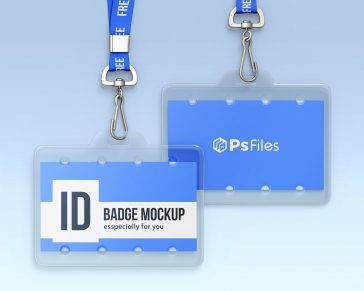 Free ID Card Holder With Lanyard Mockup PSD set