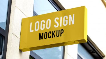 Free Rectangular Logo Signage Mock-up PSD
