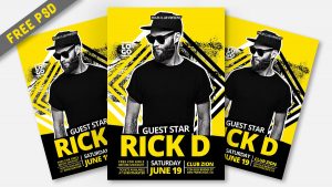 Free Yellow DJ Music Party PSD Flyer Template
