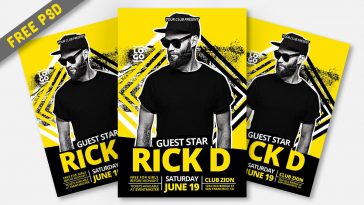 Free Yellow DJ Music Party PSD Flyer Template