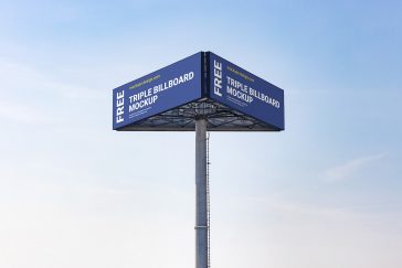 Free Triple Billboard Mockup PSD