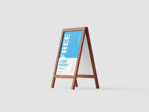 Free Outdoor Wooden A-Stand Stand Mockup PSD