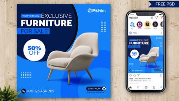 Free Furniture Sale Social Media Post Design PSD Template