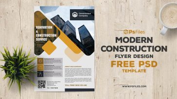 Free Modern Construction Company Flyer PSD Template