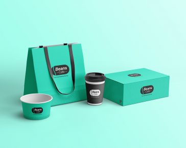 Free Cafe Coffee Beans Branding Mockup PSD