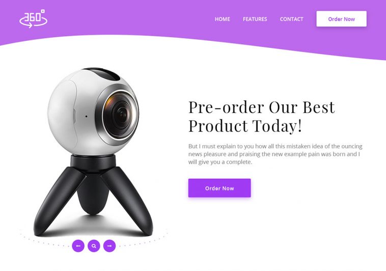 360 Degree Product Website Landing Page PSD for Free