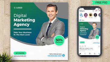 Free Digital Marketing Social Media Post Design PSD Template