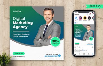 Free Digital Marketing Social Media Post Design PSD Template
