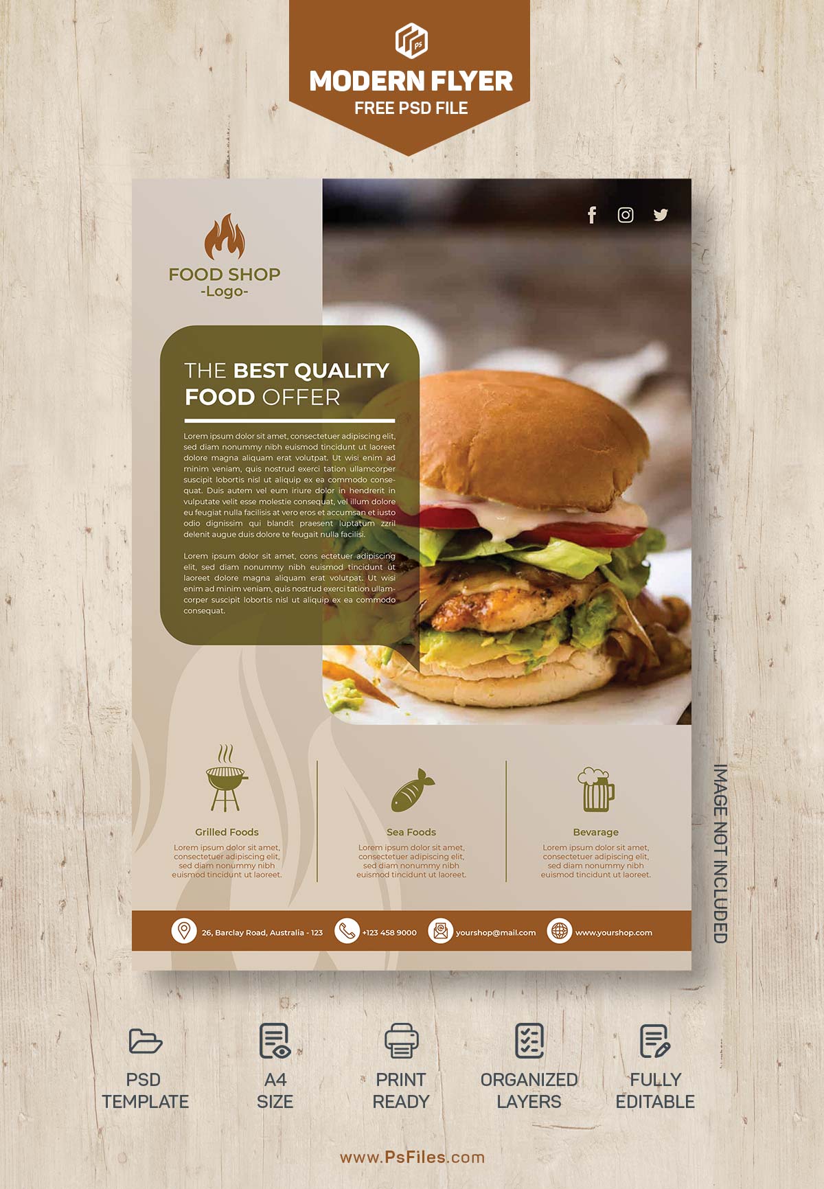 Free Fast Food Business Flyer Template PSD Preview