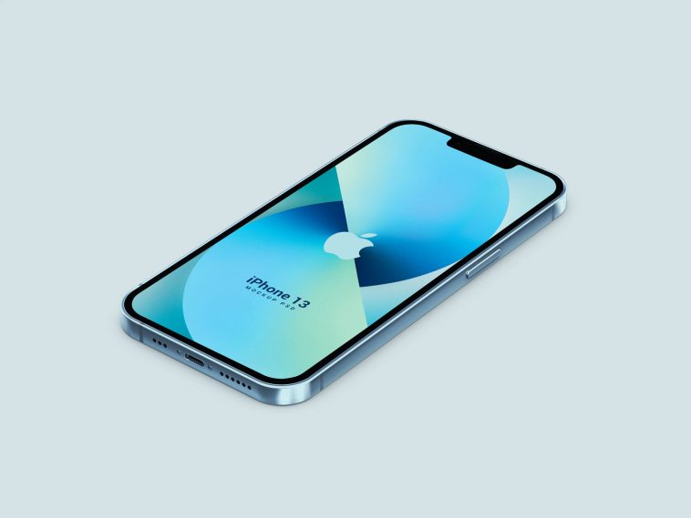 Free Isometric 3D iPhone 13 Mockup