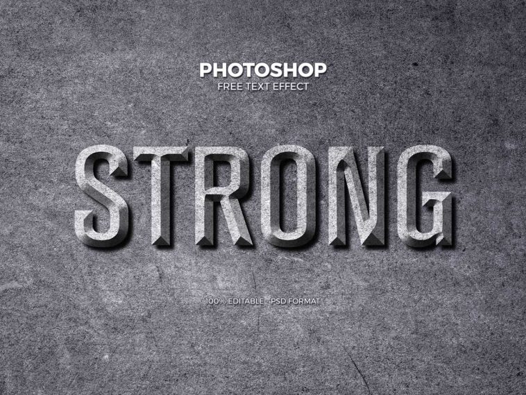 Free Strong Stone Photoshop Text Effect PSD files