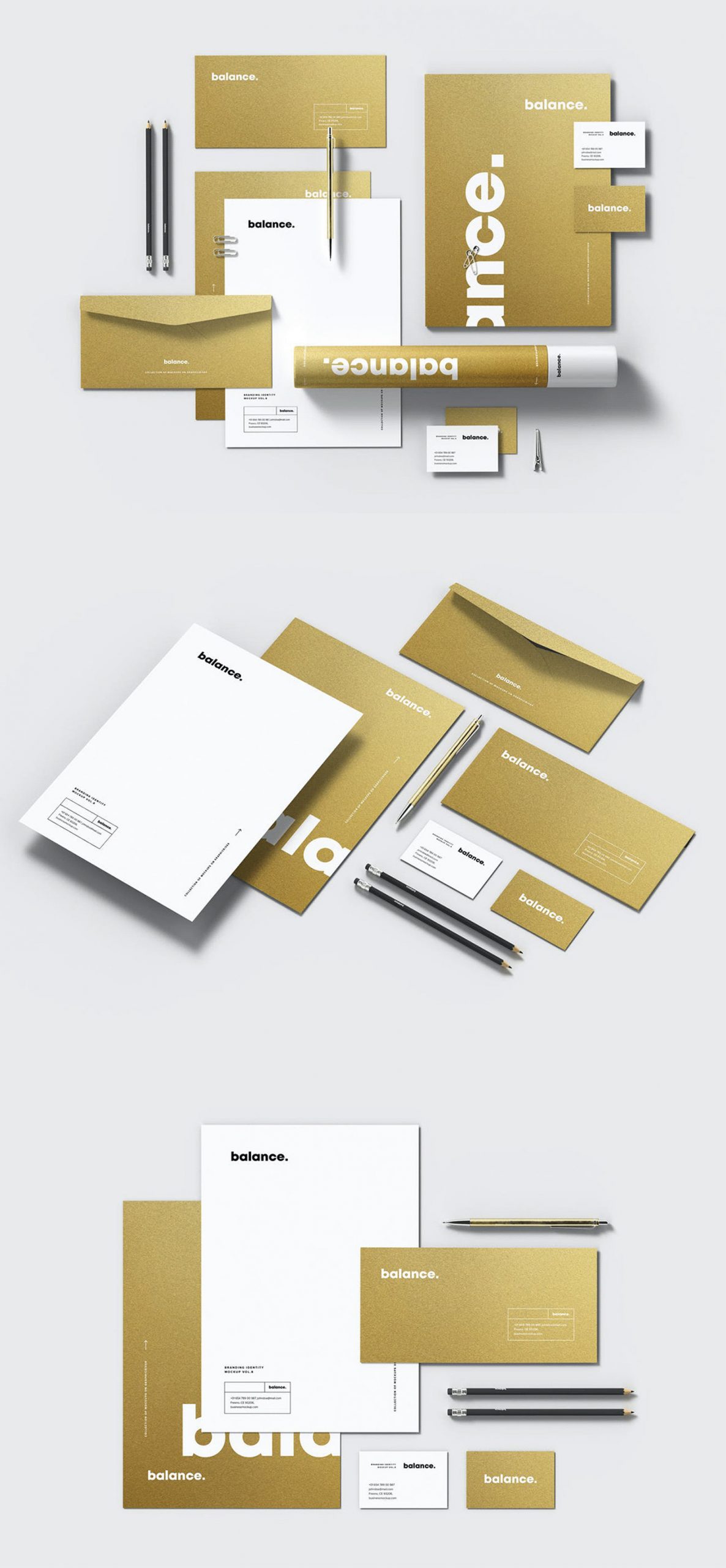 Golden look Brand Identity Mockup PSD for Free
