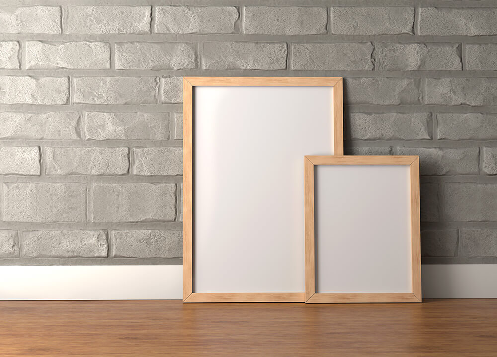 Free 2 Wooden Frames Mockup on Floor