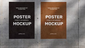 Free Concrete Wall Glued Poster Mockup PSD